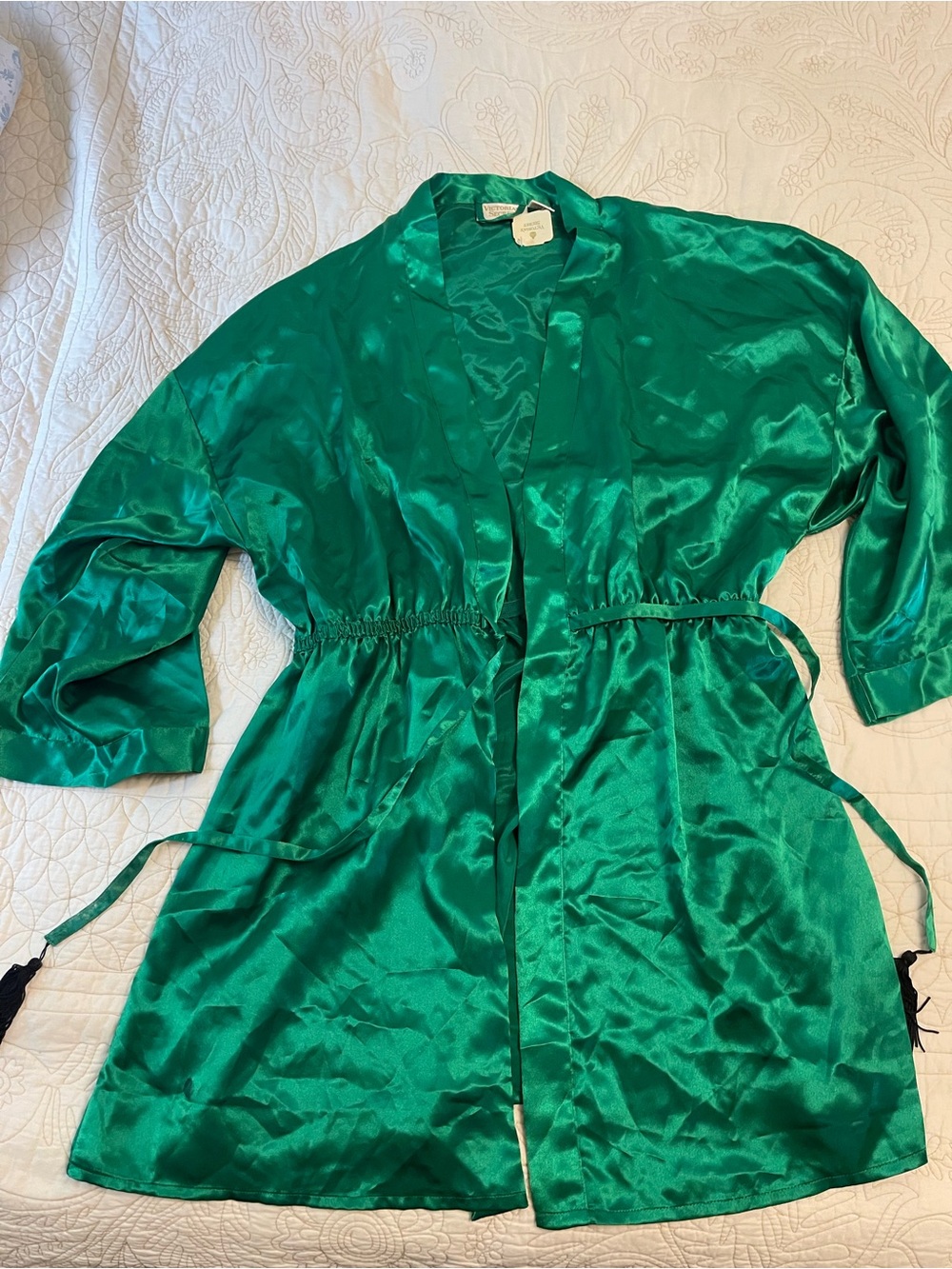 Victoria's Secret Emerald Satin Robe Jacket NWT VINTAGE